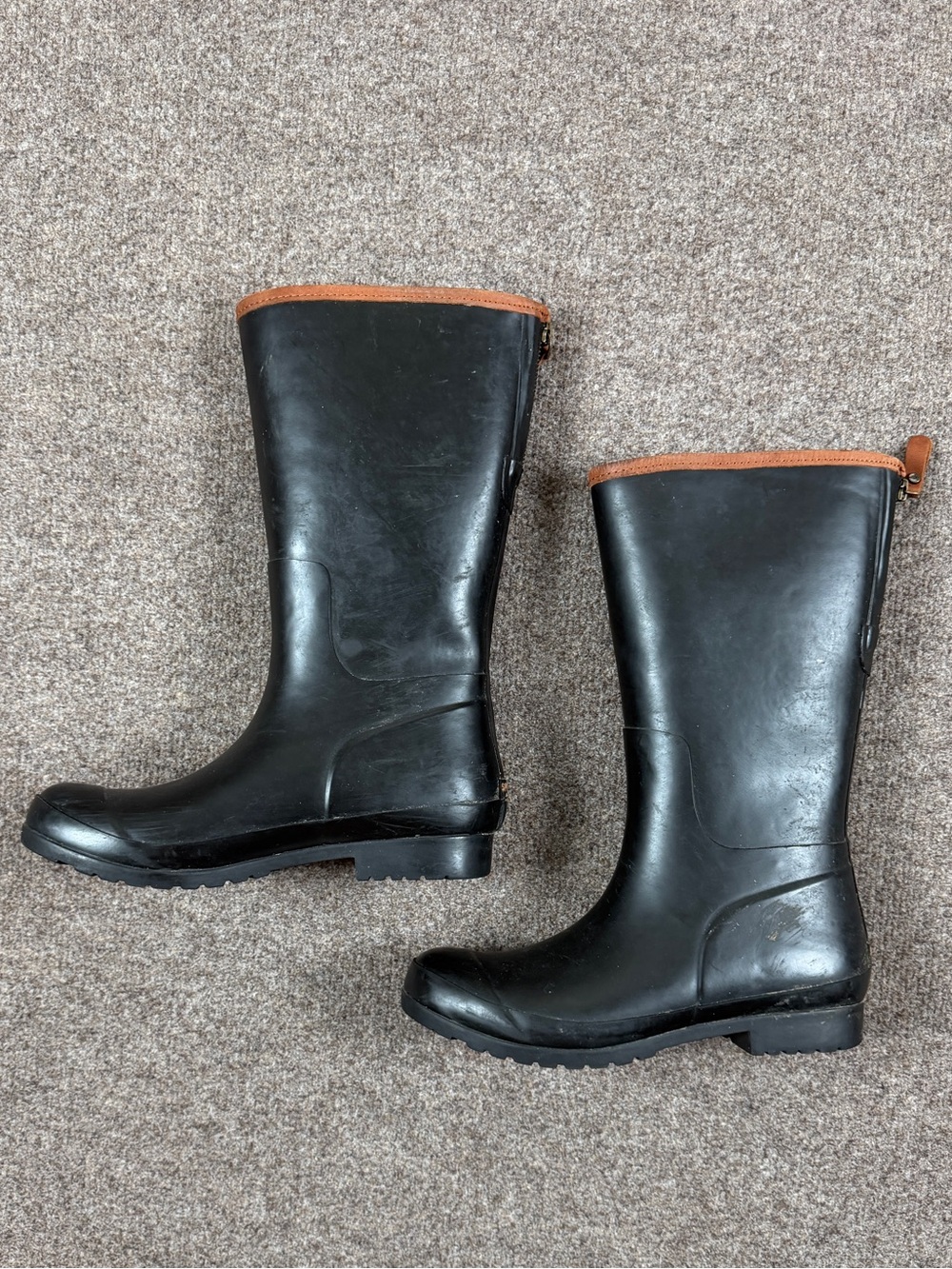 Sperry Black Calf Length Tall Waterproof Rain Boots Women’s 8 Leather Trim Y2K - Picture 10 of 11